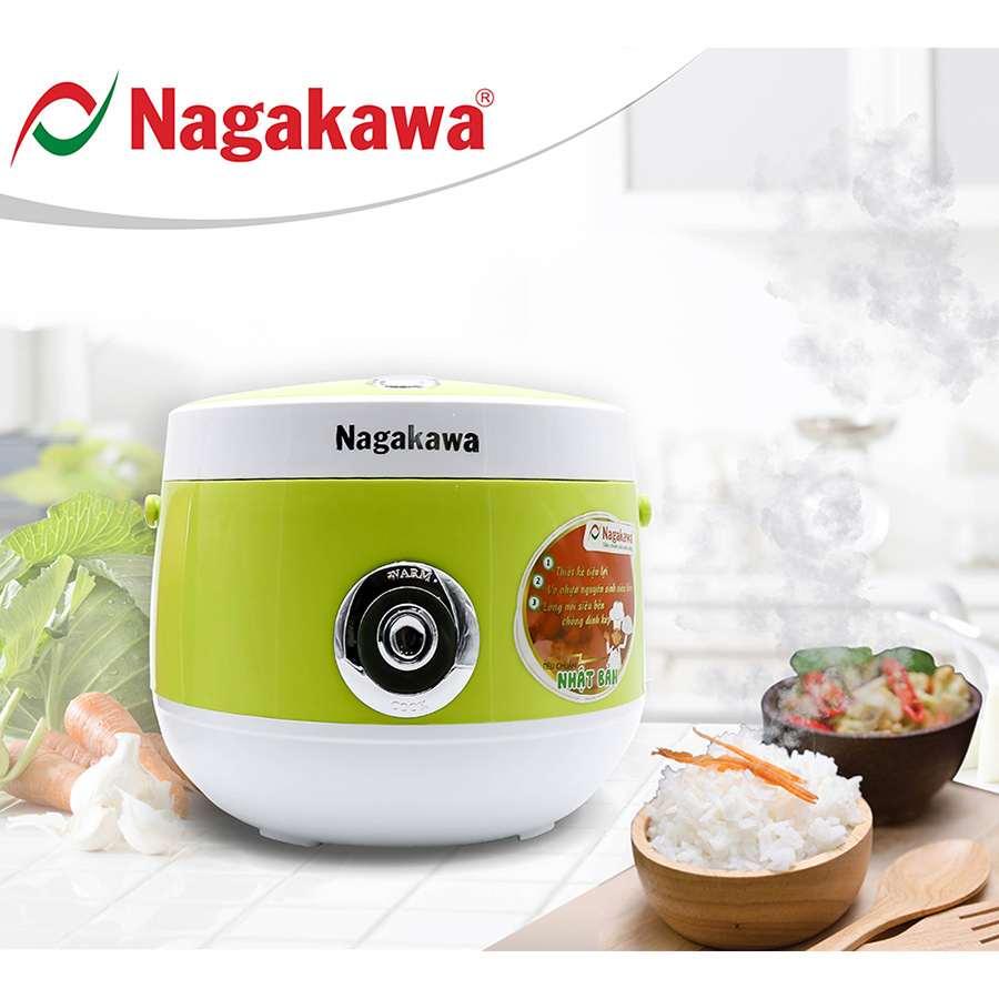 Nồi Cơm Điện Nagakawa NAG0101 - Trắng Vàng - Hàng Chính Hãng