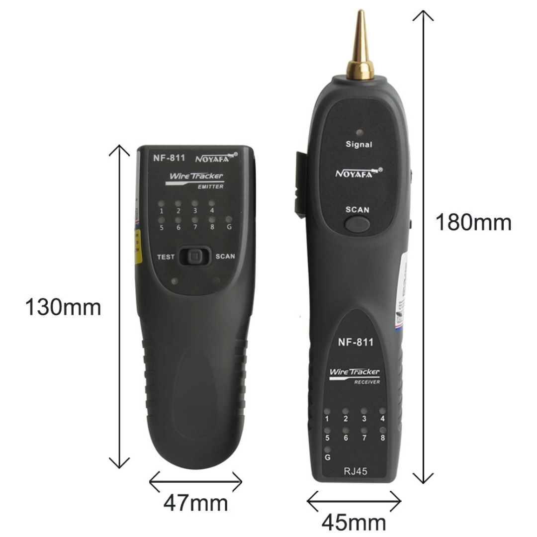 Bộ Dò Cáp NOYAFA NF-811: Thiết bị đa năng kiểm tra cáp mạng RJ45, cáp điện thoại RJ11 với đèn LED hỗ trợ, loa tích hợp, khả năng kiểm tra điều kiện điện thoại, độ nhạy điều chỉnh và chứng nhận chất lượng RoHS, FCC, CE. - Hàng Nhập Khẩu