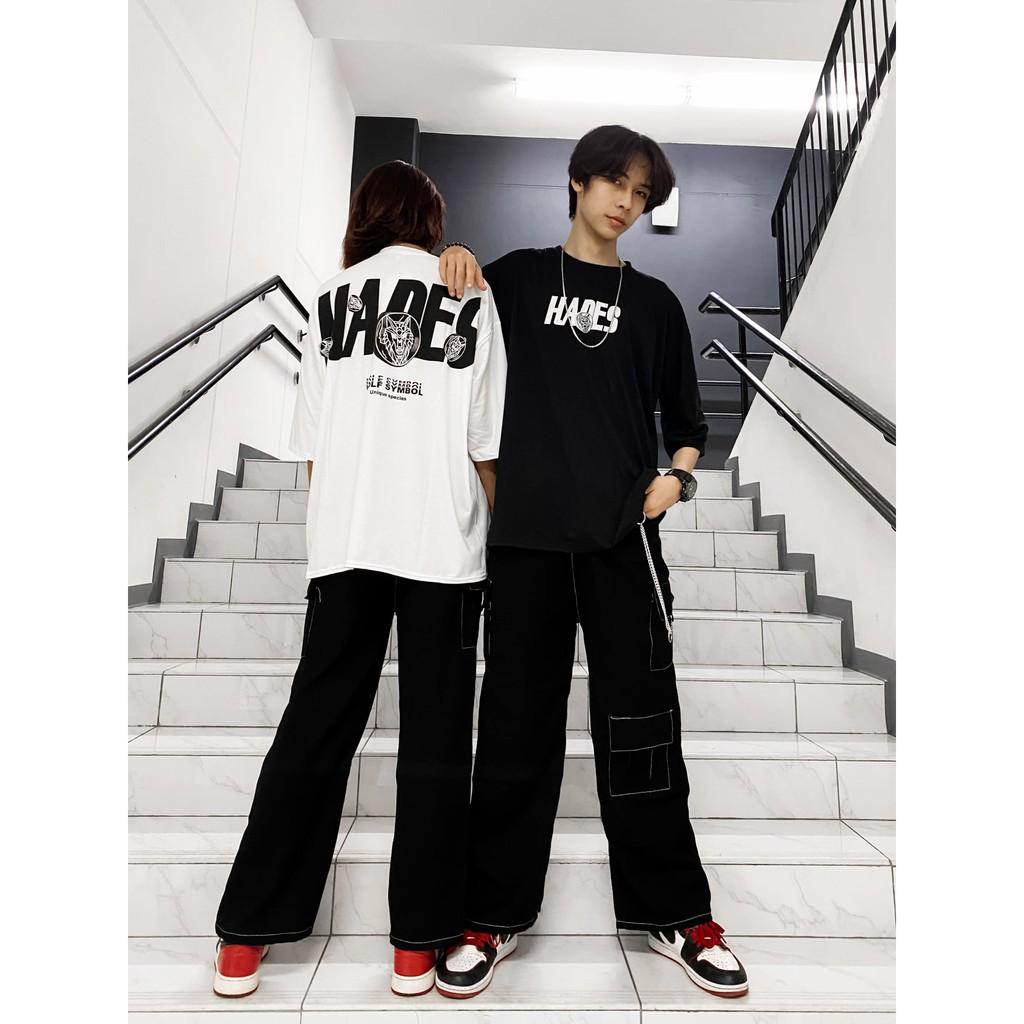 Áo thun nam nữ Hades unisex tay lỡ cổ tròn cotton trắng đen basic phom rộng oversize local brand