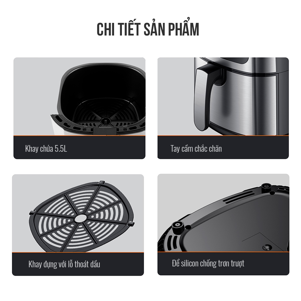 Nồi chiên không dầu Elmich AFE-3946OL 5.5 Lít - Hàng Chính Hãng