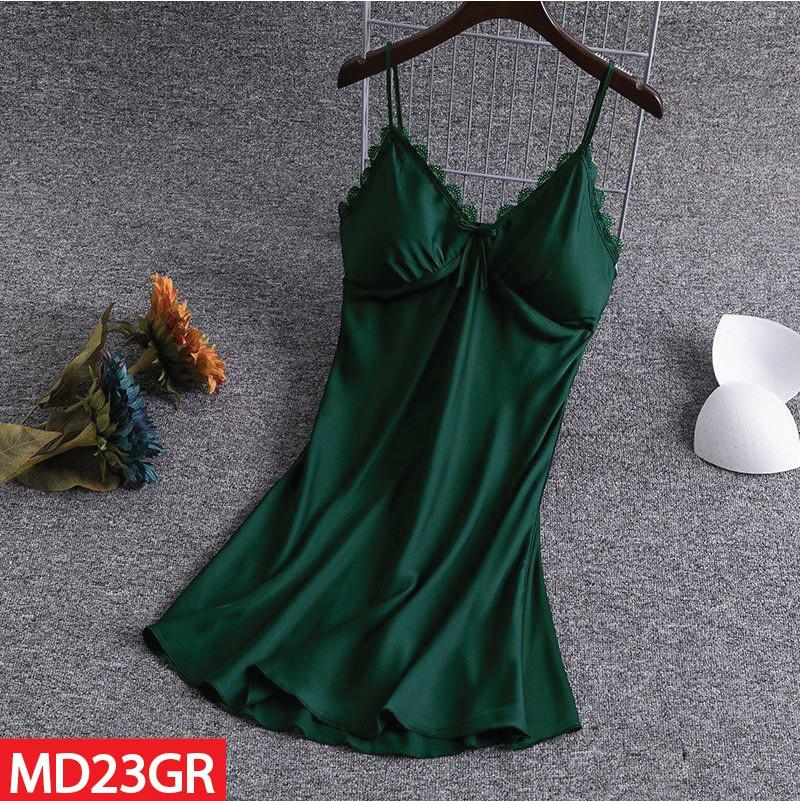 Đầm Ngủ HISEXY Lụa Satin Phối Ren Kèm Mút Ngực MD23