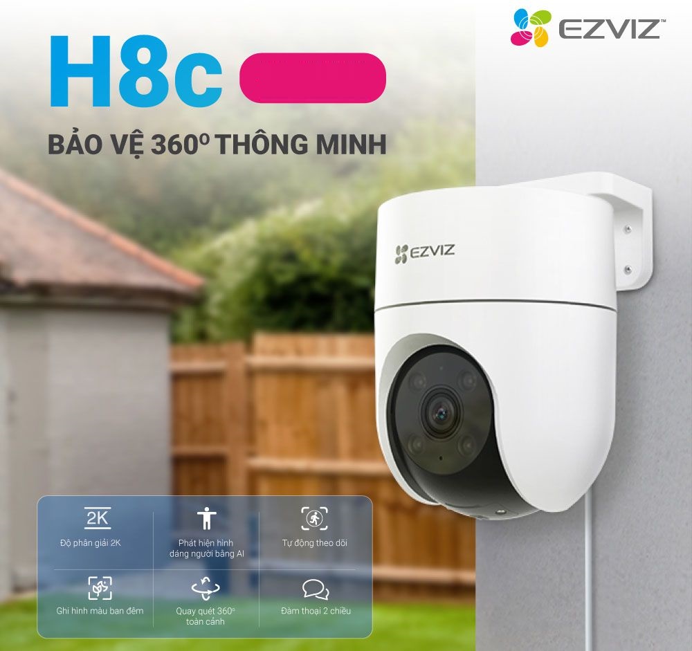 CAMERA EZVIZ H8C QUAY XOAY, TỰ ĐỘNG THEO DÕI CHUYỂN ĐỘNG THÔNG MINH - HÀNG CHÍNH HÃNG