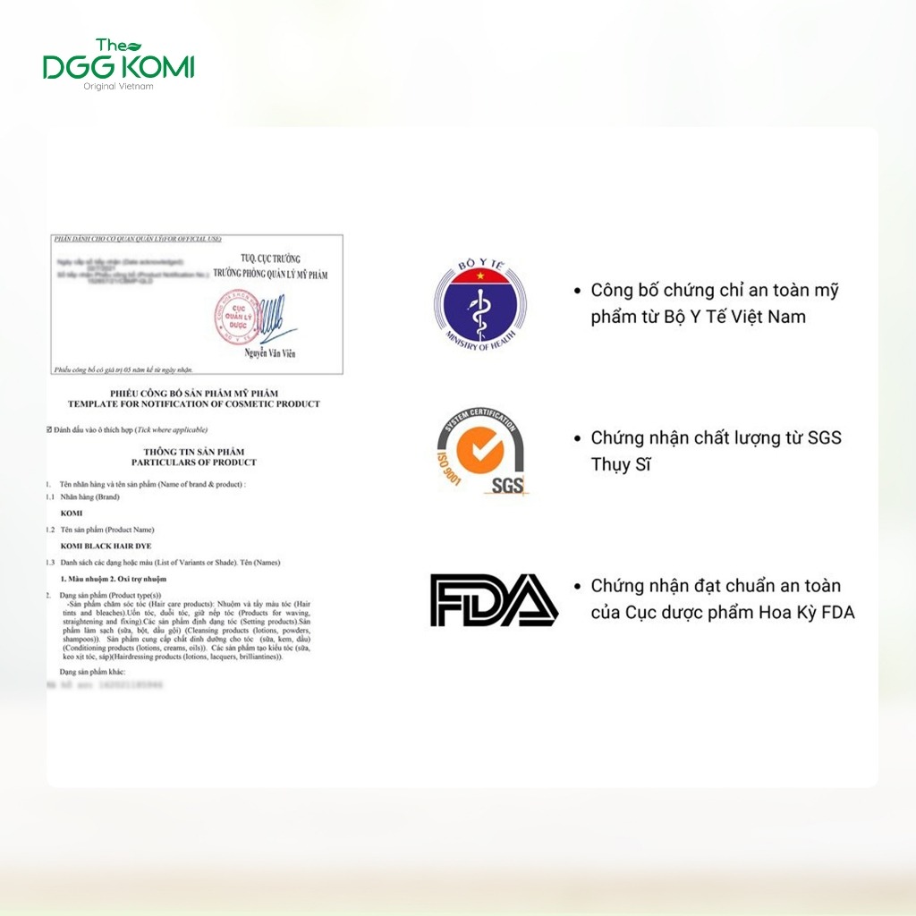 Combo 5 gói dầu gội nhuộm DGG KOMI Việt Nam công nghệ Nhật Bản cao cấp giúp phủ bạc hiệu quả chỉ sau 5 phút