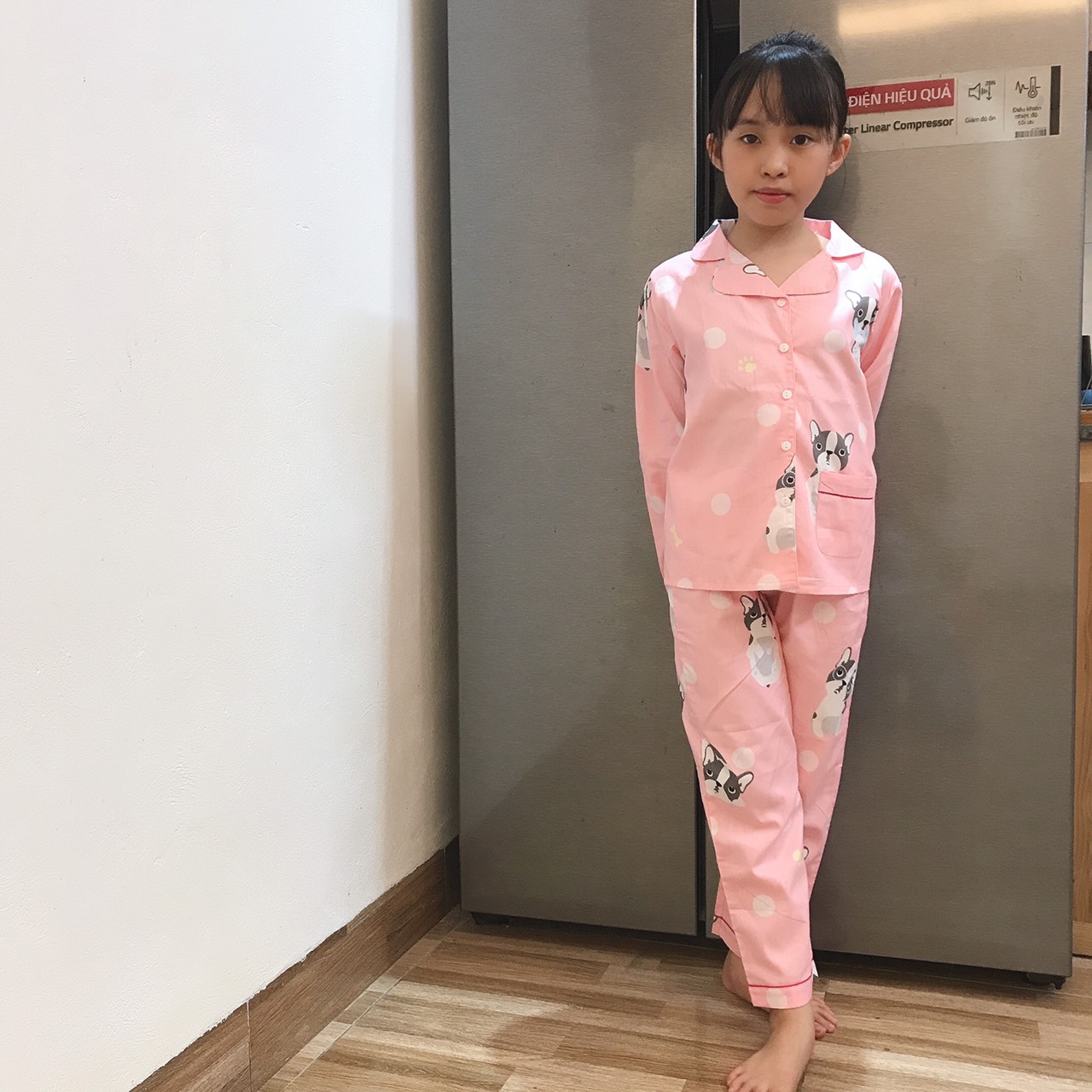 Bộ mặc nhà dài tay cho bé gái Bộ Pijama cho bé gái từ 20 kg đến 35 kg