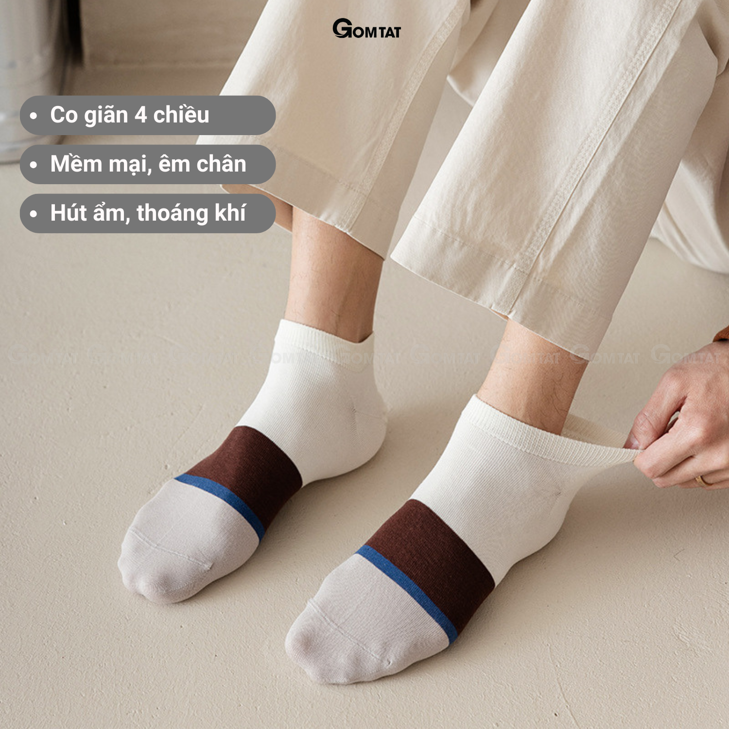 Set 3 đôi tất nam cổ ngắn trẻ trung năng động, vớ cổ thấp nam chất liệu cotton cao cấp - CHEMMY-PO-3032-CB3