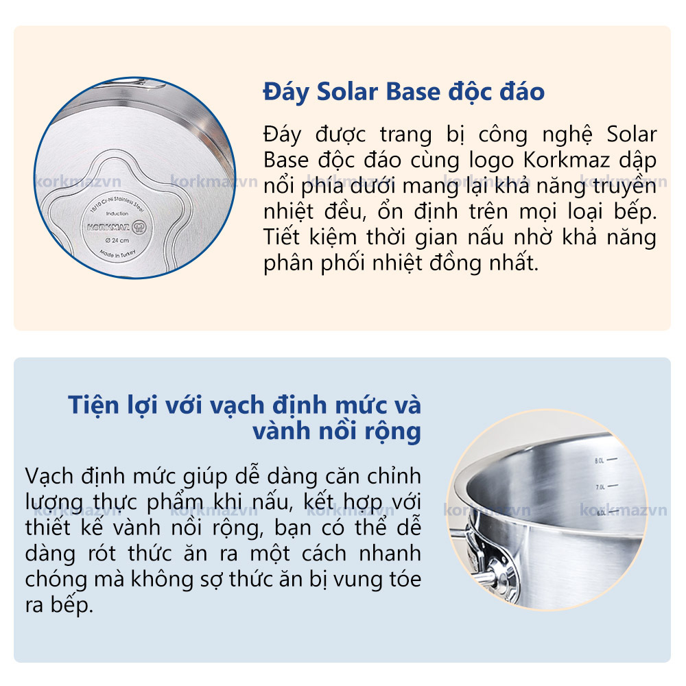 Bộ 4 nồi inox 18/10 Korkmaz Proline