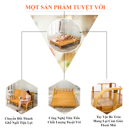 Ghế Giường Sofa Tre Gấp Gọn Tiện Lợi, Sofa Giường Nguyên Liệu 100% Từ Tre Thiên Nhiên Thân Thiện An Toàn Với Sức Khỏe