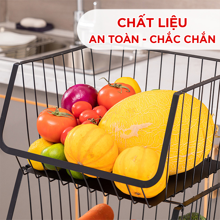 Kệ Giỏ Lưới Tháo Rời Đa Năng VANDO Có Bánh Xe Để Rau Củ, Đồ Ăn Vặt, Kệ Sách Trưng Bày