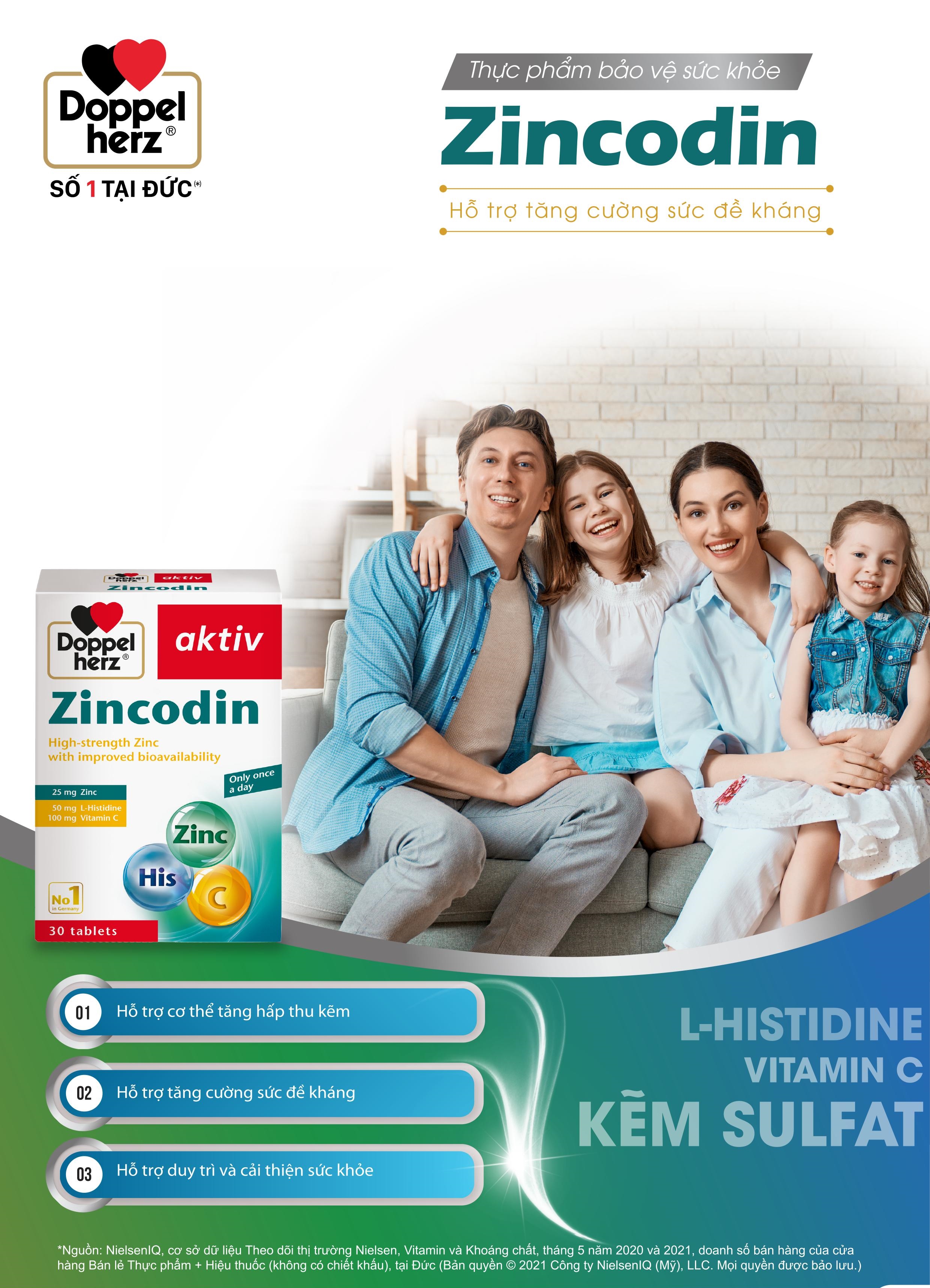 Viên uống hỗ trợ tăng cường sức đề kháng và cải thiện miễn dịch Doppelherz Zincodin