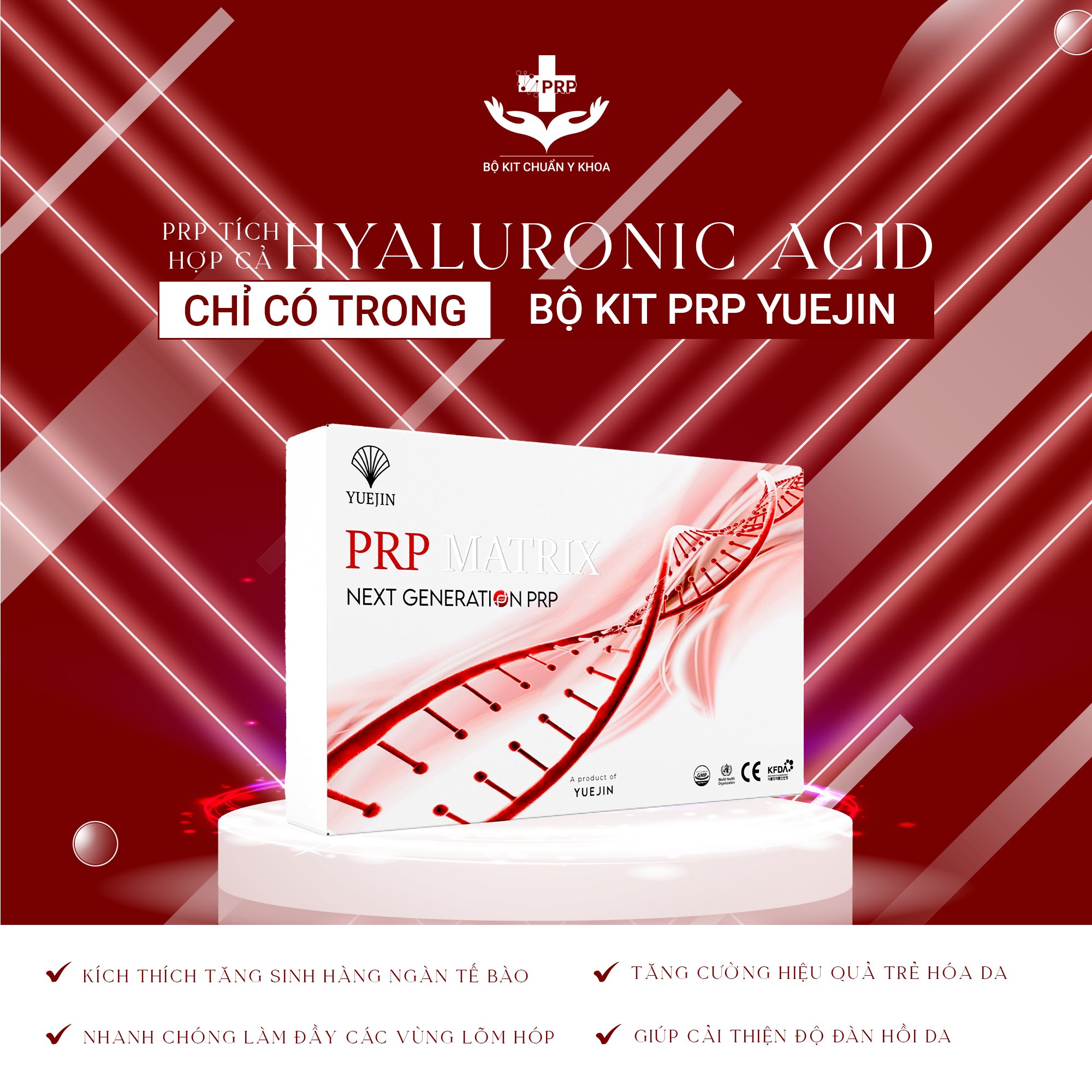 10 Bộ Kit PRP Matrix Yuejin - Hàng cty 18 món, bộ Kit tách huyết tương giàu tiểu cầu, có sẵn chất hoạt hóa