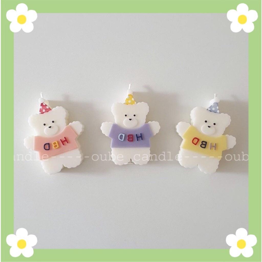 Nến Thơm Tinh Dầu Trang Trí Phòng Siêu Yêu Bé Gấu Happy Birthday Hàn Quốc - Quà Tặng - Trang Trí | Oube Candle NT3