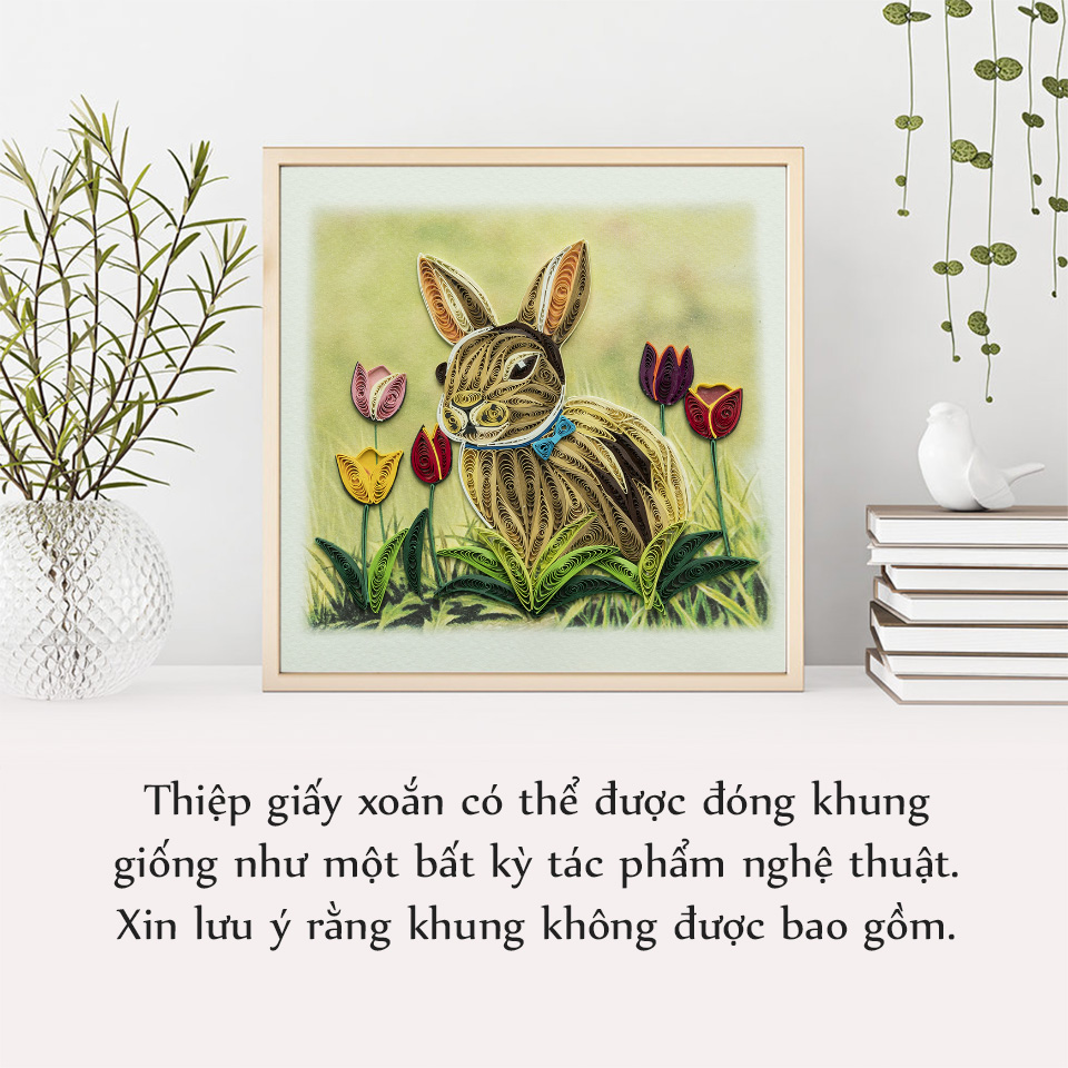 Thiệp Giấy Xoắn Động Vật - Thỏ Và Hoa - NCC-A1502