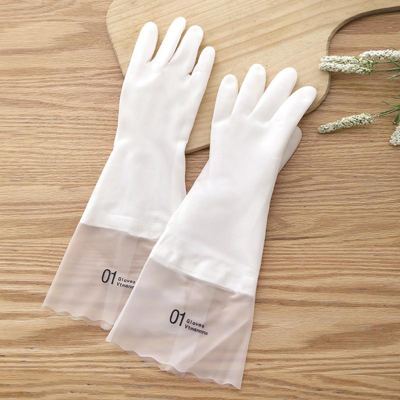 SIÊU RẺ Găng Tay Cao Su Siêu Dai, Siêu Bền Có Lót Nỉ, Bo Chung Chống Tụt Loại Dài 88237