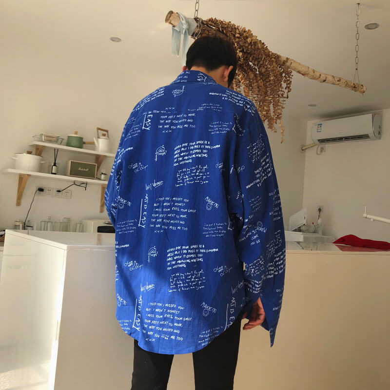 Áo sơ mi/Áo khoác nam, dài tay, họa tiết chữ cái, phong cách Hàn Quốc, kiểu dáng rộng rãi TA157