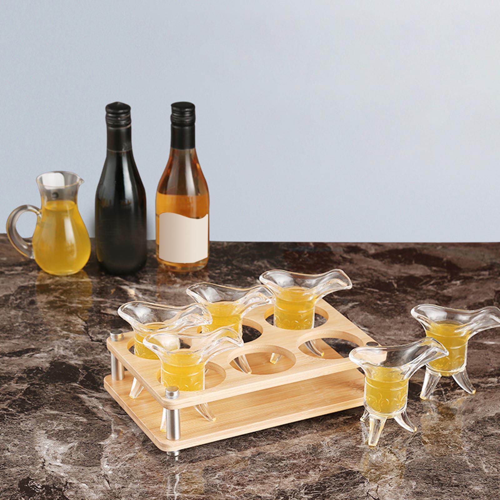Glasses Holder Wood Cup Rack Holder Serving Tray Durable for Bar Events