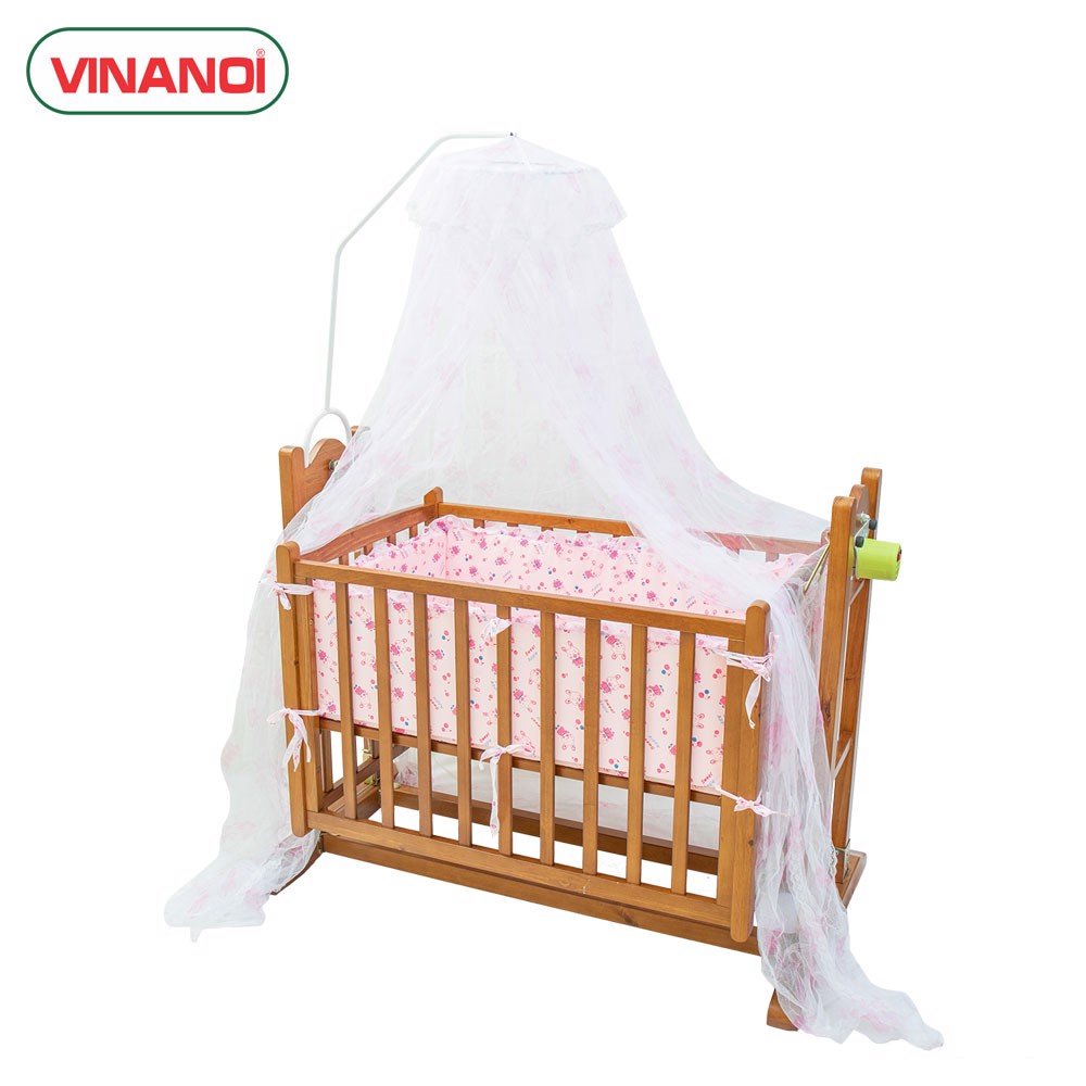 Nôi Em Bé Tự Động VINANOI-VNN301M Gỗ Thông Cao Cấp Vừa Làm Nôi Vừa Làm Võng Màu Cánh Gián