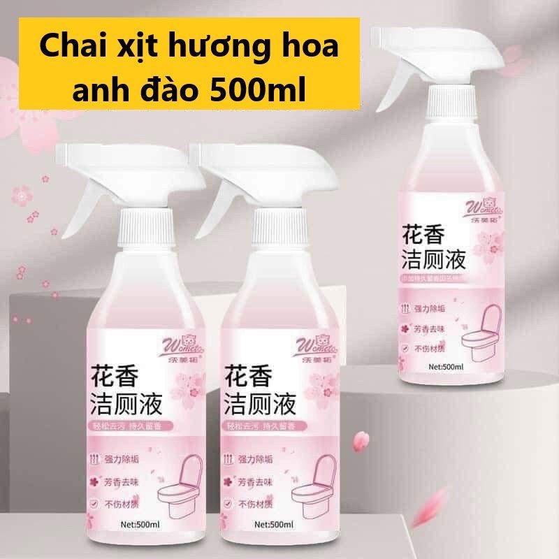 Chai Xịt Tẩy Rửa Toilet Mùi Hoa Anh Đào, Nước Tẩy Rửa Đa Năng Cao Cấp Khử Khuẩn Không Độc Hại 500Ml