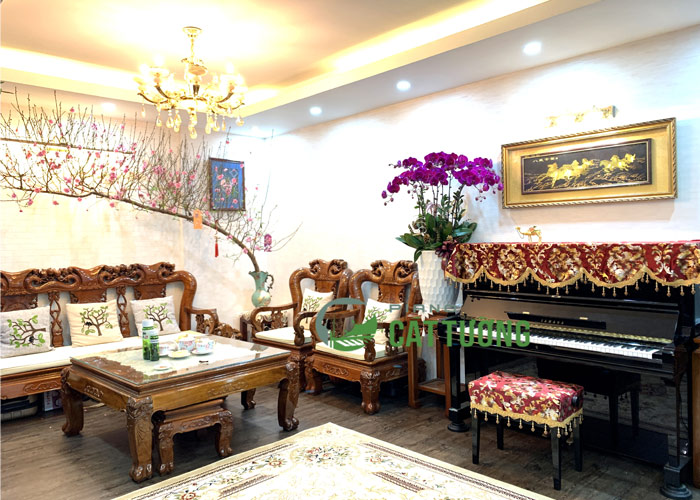 Khăn phủ đàn PIANO CÁT TƯỜNG,TK6, màu đỏ QUYẾN RŨ style HOÀNG GIA cao cấp, vừa trang trí vùa giúp bảo vệ đàn tối đa khỏi bụi bẩn x 1 bộ gồm khăn phủ nóc đàn và khăn phủ ghế đàn piano♫