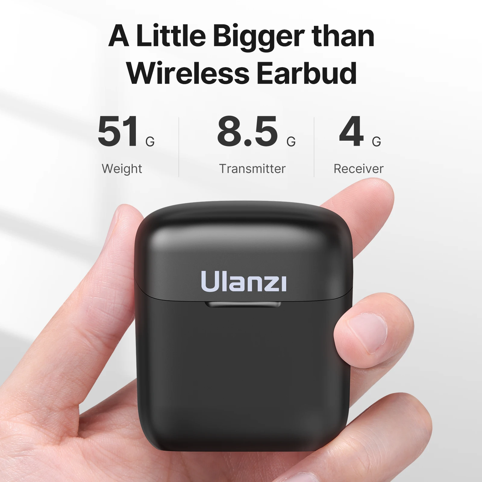 ROGTZ - Mic thu âm Không dây Ulanzi J11 | Micro đa hướng | Giảm tiếng ồn | Sóng UHF | 20m | 800mAh | 5 lần sạc | Micro 6-7h | Đầu thu 6-7h | Lig.htni.ng/Type C | Nhựa ABS | 51g | 20m/65ft | ≤25ms | Tai nghe | 80mAh | 300mAh | Hàng Chính Hãng