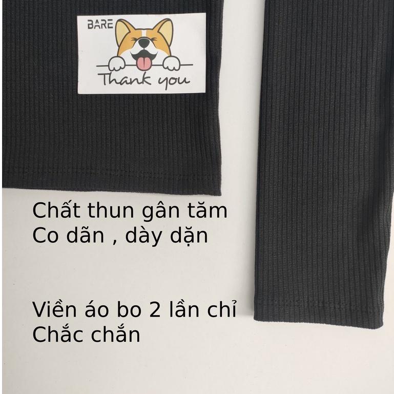 Áo kiểu hàn quốc tay dài BARE - áo trễ vai tay dài Chất Thun gân không xù lông - AO15