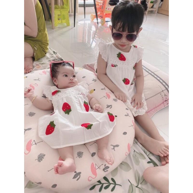 Đầm Dâu Cao Cấp Loại 1 (Không Phải Loại 2), 100% Cotton, Chất Siêu Mềm Siêu Mát cho bé gái, sơ sinh Zenbaby