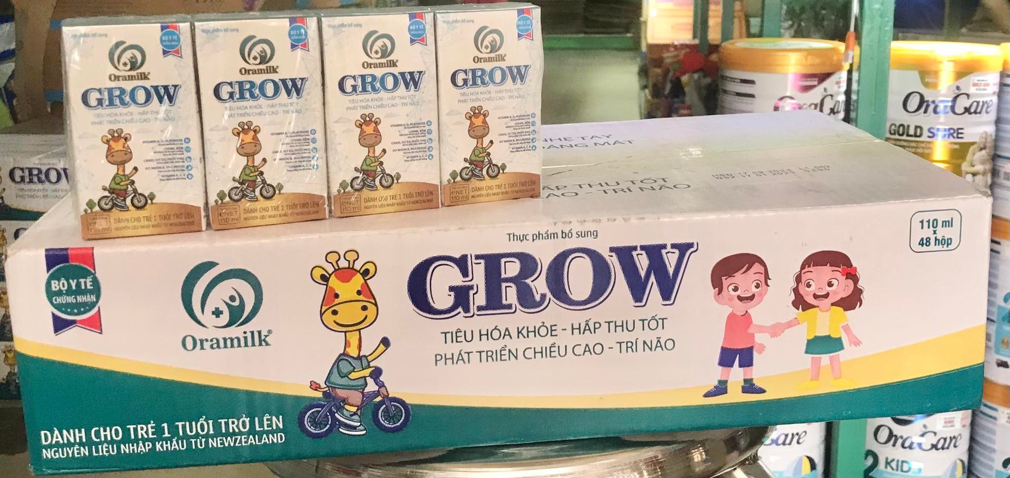 Thùng sữa pha sẵn Oramilk GROWPLUS 110ml - Tiêu hoá khoẻ, hấp thu tốt - Phát triển chiều cao, trí não - Dành cho trẻ trên 1 tuổi