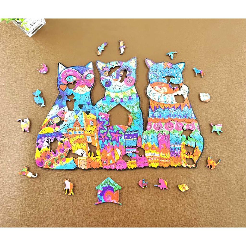 Đồ chơi xếp hình gỗ wooden jigsaw puzzles Beautiful Cats 168 mảnh ghép-M size