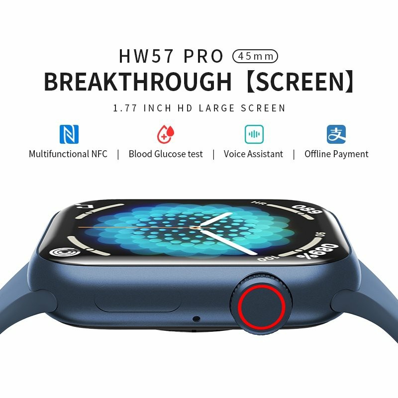 Đồng hồ thông minh HW57 Pro - Kết nối NFC, Bluetooth, màn hình cảm ứng vuông 1.77 inch - Có ngôn ngữ tiếng Việt - Công nghệ sạc không dây - Điều khiển qua ứng dụng Wearfit Pro - Chống thấm nước IP68 - Gọi điện, đổi hình nền - Theo dõi sức khỏe