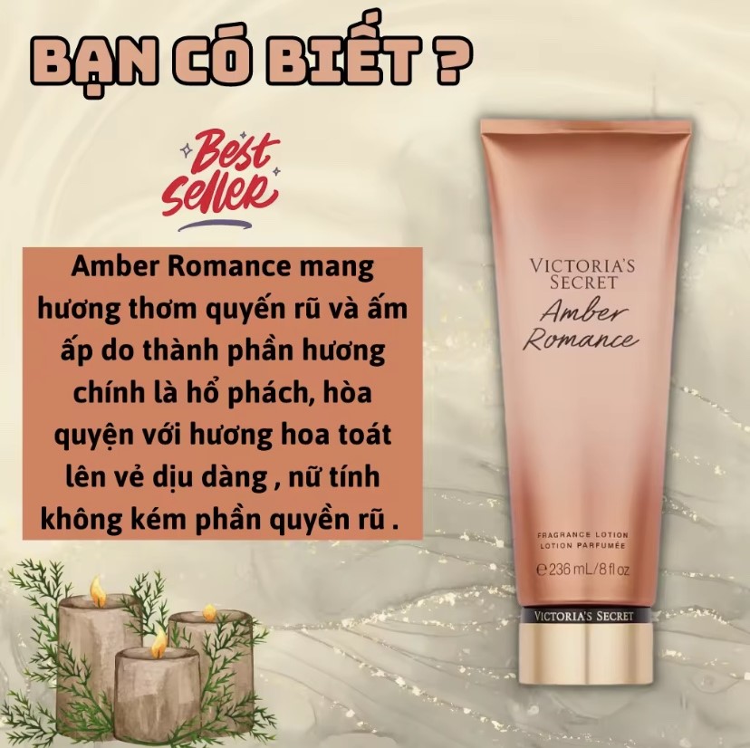 Victoria Secret Amber Romance Chính Hãng - Body Mist Victoria Secret 250ml & Lotion Victoria Secret 236ml Chính Hãng