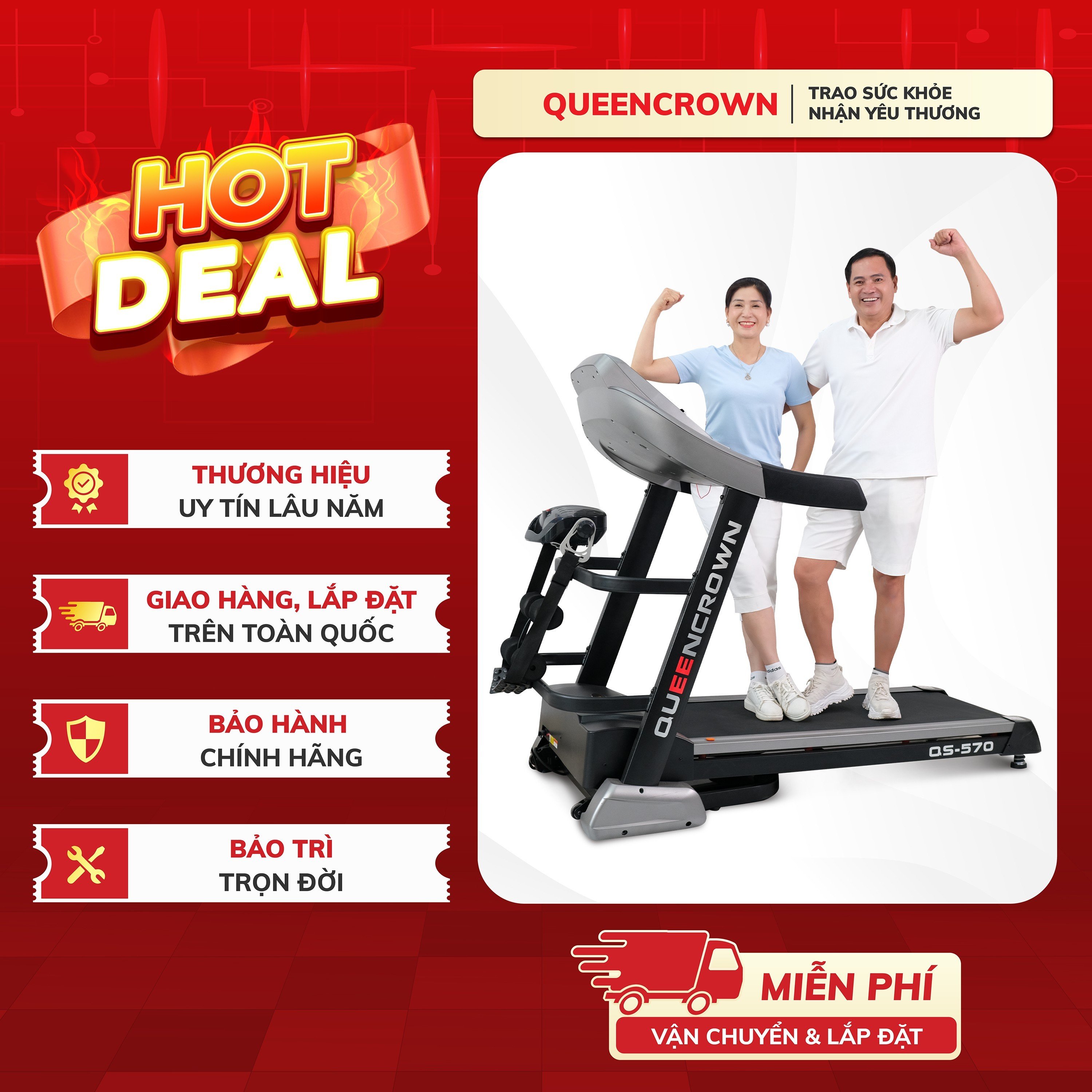 Máy chạy bộ Queen Crown QS 570