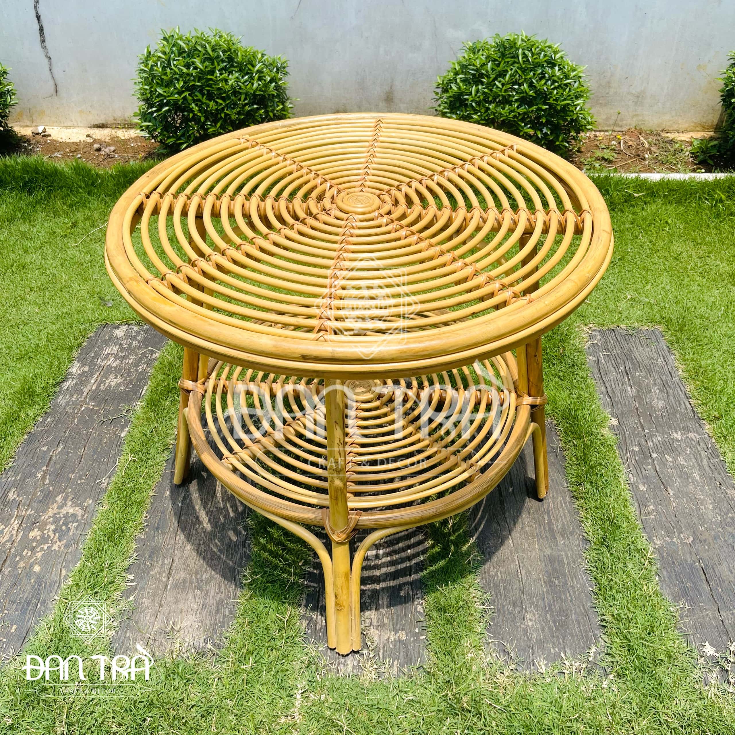Bàn Mây Tròn Truyền Thống 2 Tầng, Bàn Trà Mây Đan, Bàn Caphe Mây, Xưởng Bàn Ghế Mây Tre ĐAN TRÀ