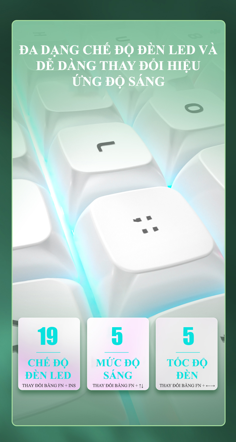 Bàn phím cơ LANGTU GK102 red switch có nhiều chế độ đèn led với màu sắc phối màu độc lạ dành cho game thủ - Hàng Chính Hãng