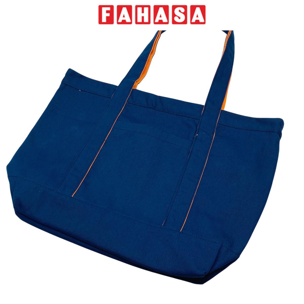 Túi Vải Tote 2 In 1 Phối 2 Màu - Saigon ZeroWaste - Màu Xanh Dương + Cam