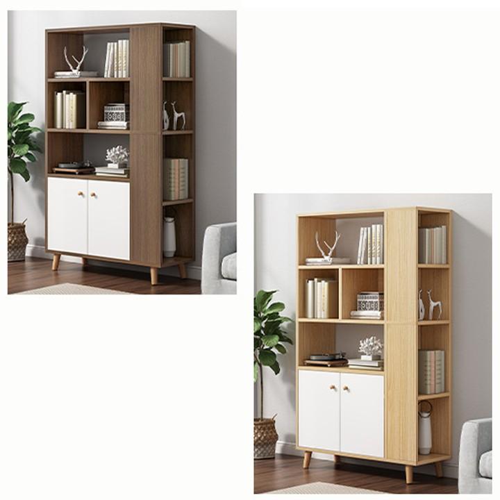 Tủ sách gỗ thông minh, Tủ sách đẹp bằng gỗ 2 mặt trang trí phòng khách phòng làm việc homesen
