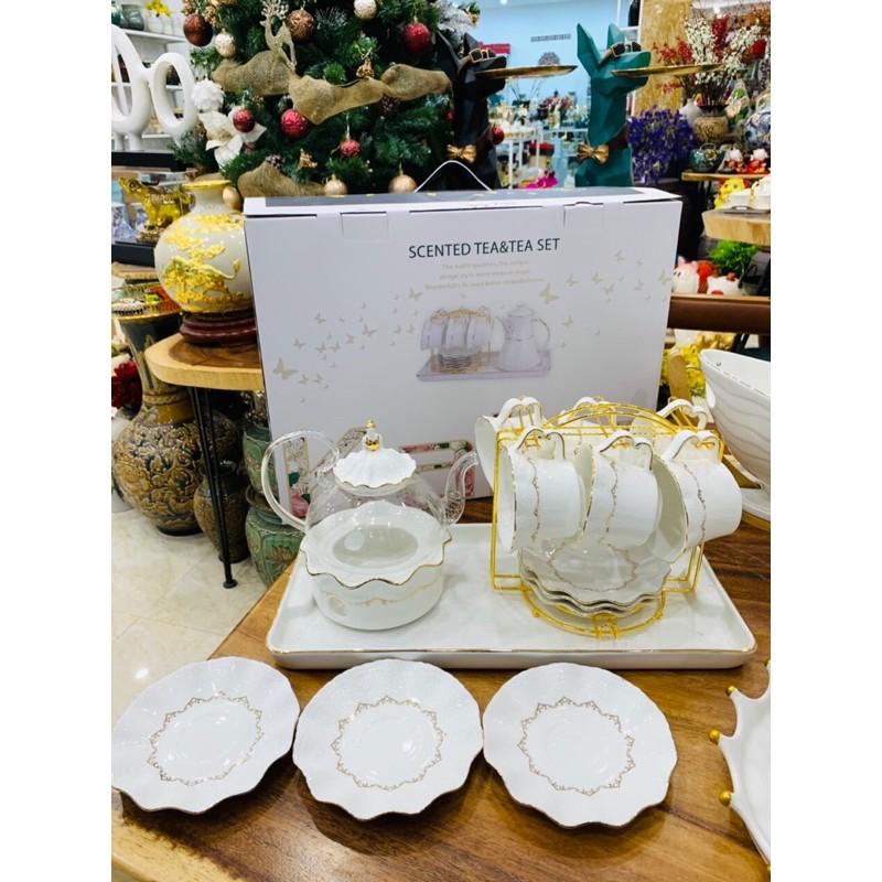 BỘ ẤM CHÉN SỨ SƯƠNG TRẮNG️ BỘ TÁCH TRÀ SỨ SƯƠNG TRẮNG CÔNG CHÚA