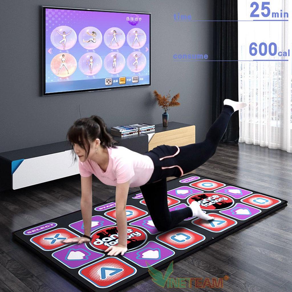 Tặng Dây Nhảy Đếm Số Điện Tử Thảm nhảy Smart Tại Nhà, thảm chơi game sẵn 200 trò trí tuệ, cổng AV, kết nối không dây