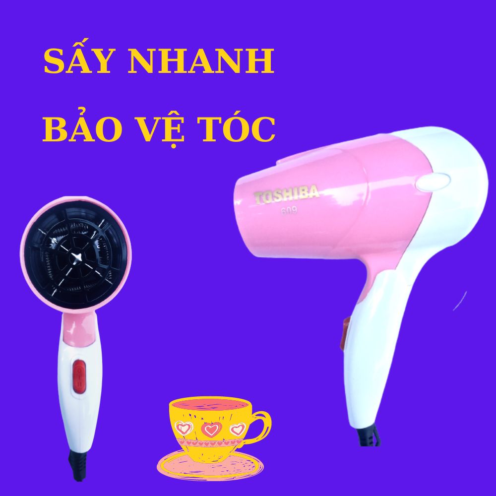 Máy sấy tóc Mini 609/ công suất 1500w - sấy tóc nhanh khô/ bảo vệ tóc, chống xơ, cứng tóc/ gập gọn mang đi du lịch