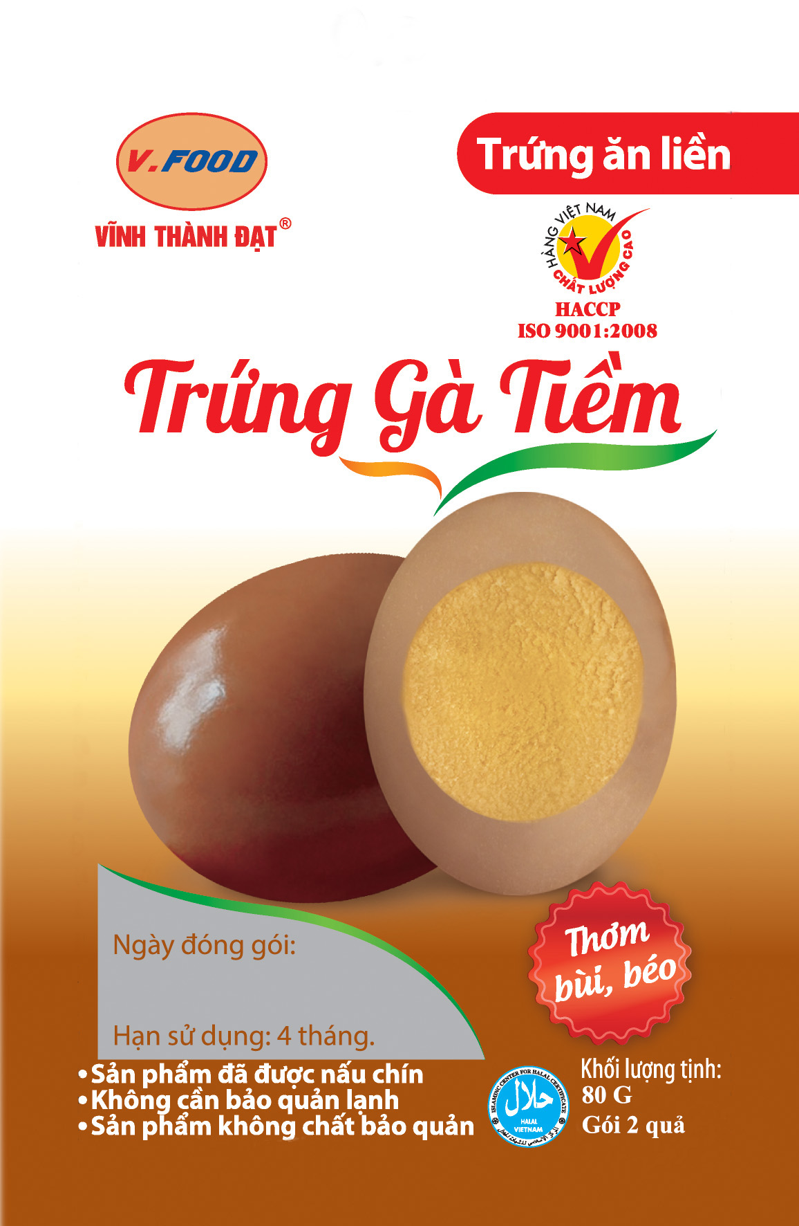 TRỨNG GÀ TIỀM V.food ( GÓI 2 QUẢ)