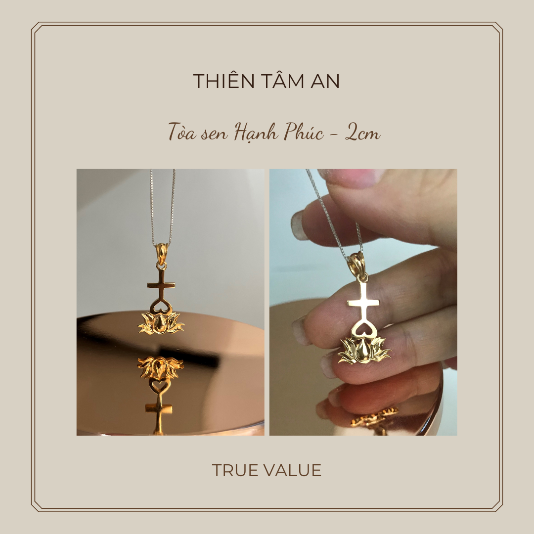 Mặt dây chuyền Thiên Tâm chất liệu Bạc mạ vàng 24K loại 2cm thiết kế thanh lịch gia công tinh xảo