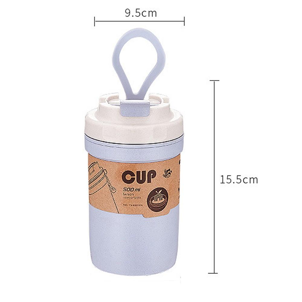 Cốc Lúa Mạch Giữ Nhiệt Dung Tích 500ML Và 420ML Kèm Thìa Có Lỗ Hút Thân Thiện Môi Trường