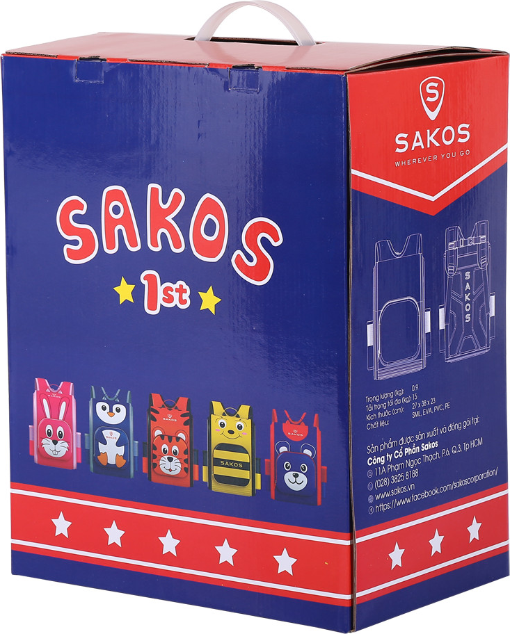 Balo Học Sinh Thời Trang SAKOS LIGHTLY - Họa Tiết Dễ Thương, Siêu Nhẹ, Chống Gù, Bảo Vệ Đôi Vai Và Cột Sống Của Trẻ