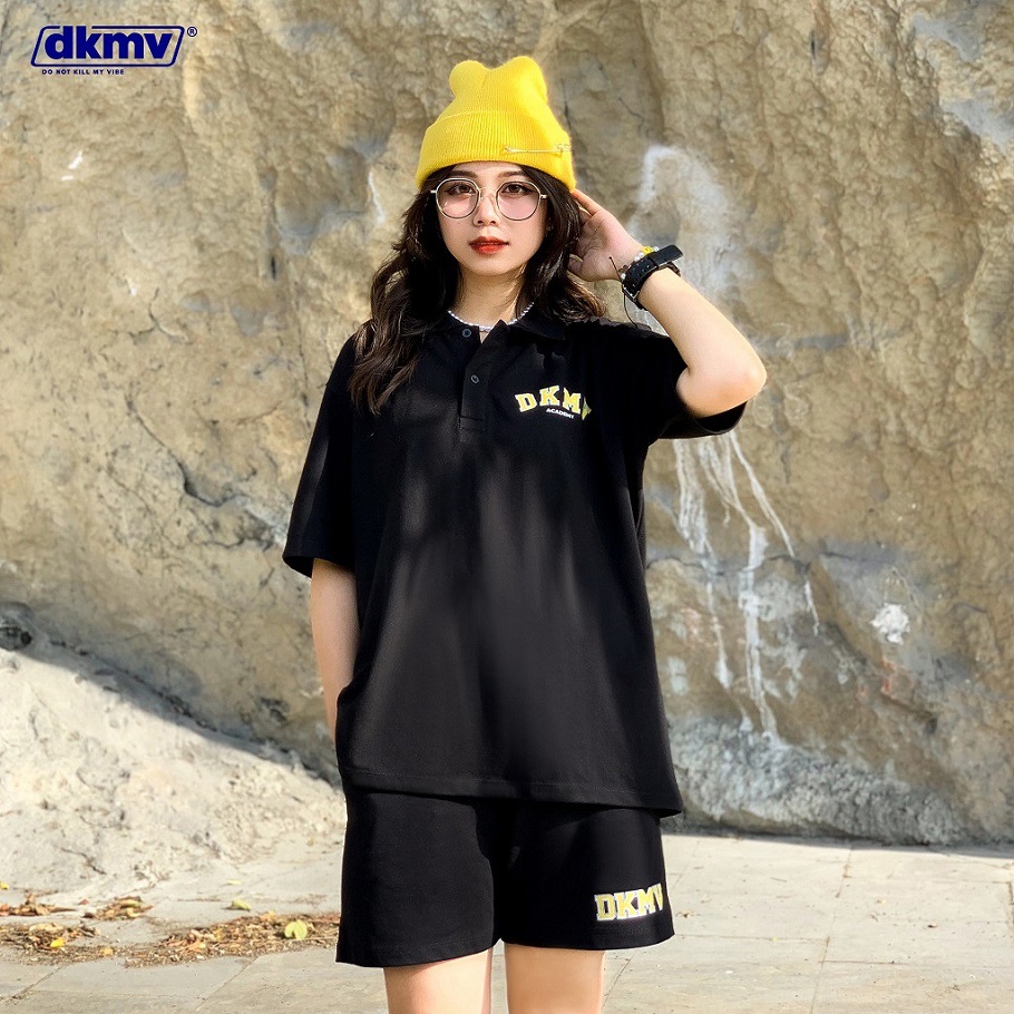 Áo polo nữ form rộng màu đen | DKMV Polo Academy - BLACK