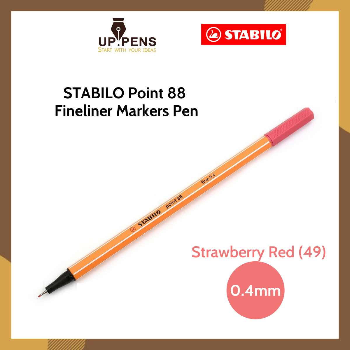 Bút kim màu Stabilo Point 88 Fineliner Markers Pen – 0.4mm – Màu hồng dâu (Strawberry Red – 49)