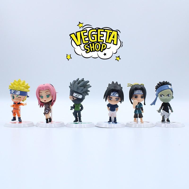 Mô hình Naruto - Set 6 nhân vật Uzumaki Naruto Uchiha Sasuke Haruno Sakura Hatake Kakashi Momochi Zabuza Haku - Cao 7cm
