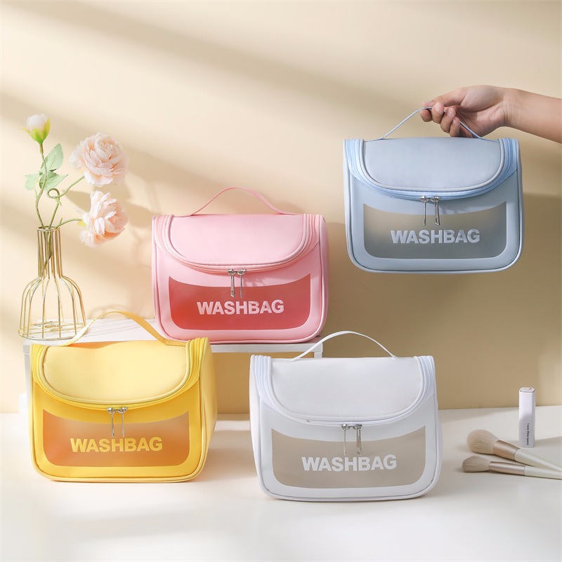 Túi đựng mỹ phẩm du lịch WashBag DẠNG HỘP có quai xách mini trong suốt, Túi đựng đồ trang điểm makup chống nước - Chính Hãng