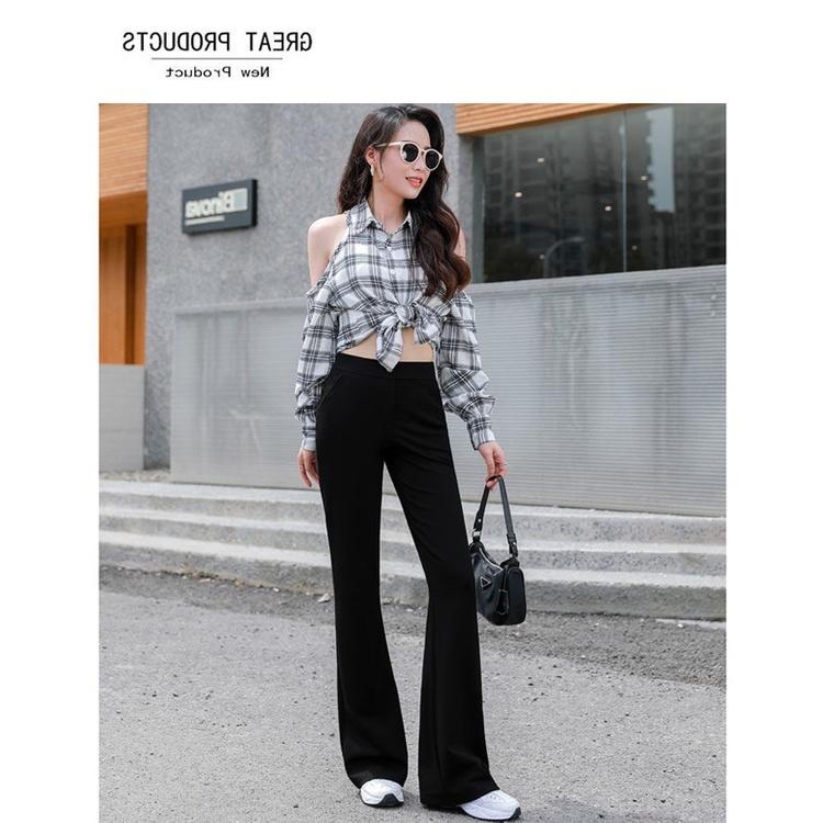 Quần Ống Loe Nữ CHIPY Màu Đen Lưng Cạp Cao Dáng Dài Công Sở Co Giãn 4 Chiều Chất Thun Cao Cấp Legging Ôm Siêu Tôn Dáng