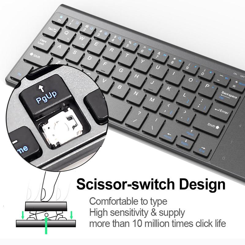 Bàn Phím Không Dây 2.4G Với Số Bàn Di Chuột Chuột Mỏng Bàn Phím Số Cho Android Windows Máy Tính Để Bàn Laptop Tivi Box