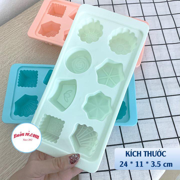 Khay đá, khuôn thạch 8 viên Việt Nhật nhựa dẻo làm thạch rau câu, khay chia ăn dặm cho bé 01236