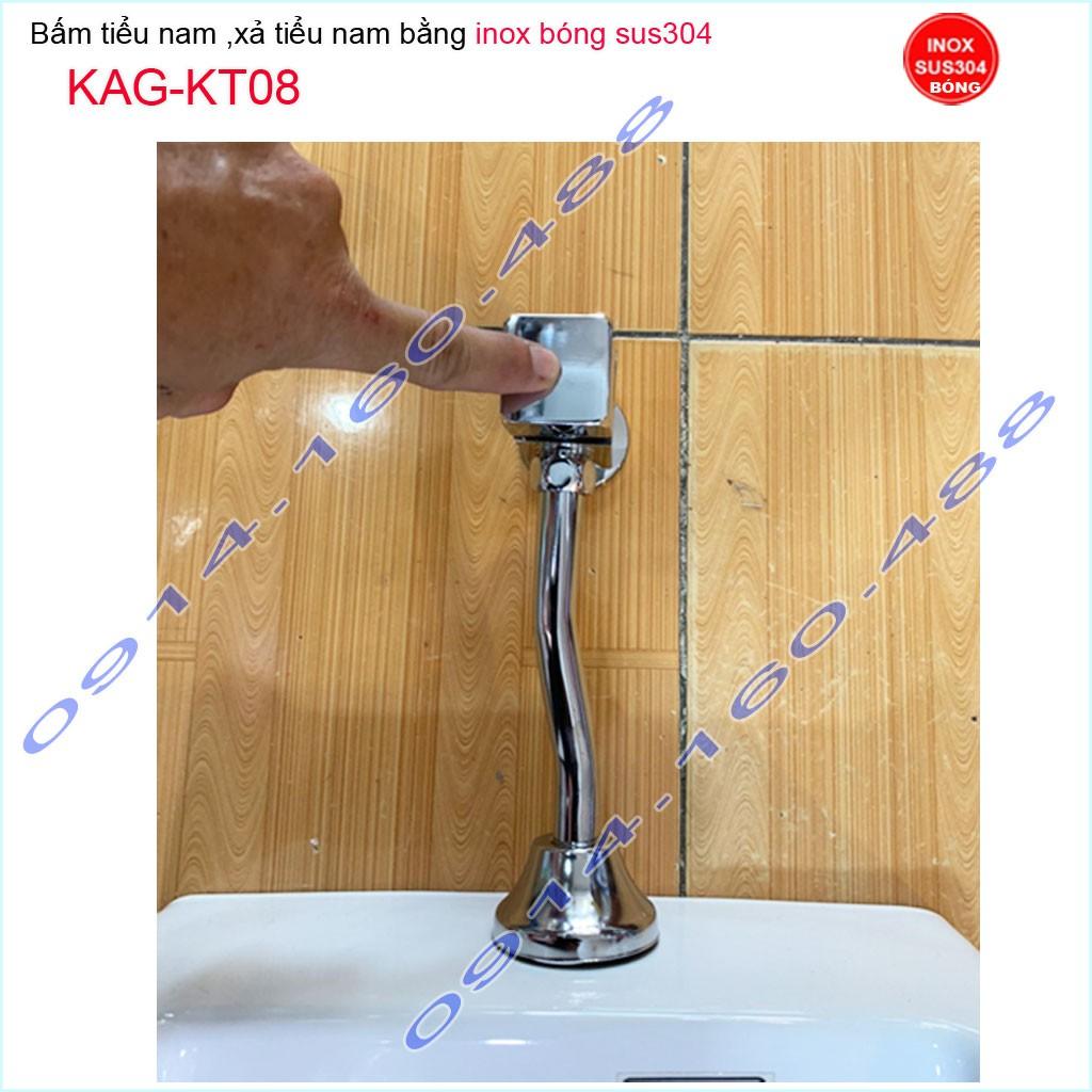 Van xả tiểu nam Inox 304 bóng KAG-KT08, nhấn xả tiểu nam vuông cao cấp siêu bền sử dụng tốt