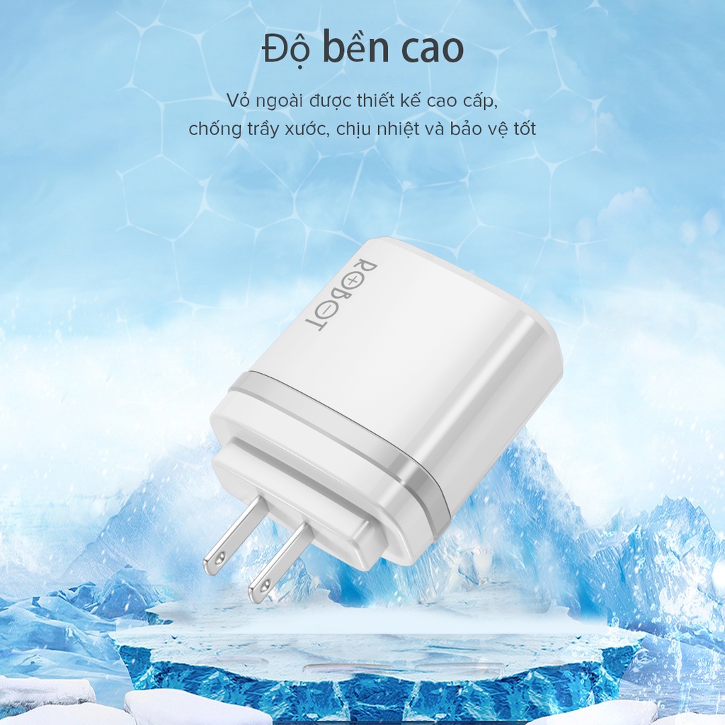 Bộ Củ Sạc &amp;amp; Cáp Sạc ROBOT RT-K9U 2 Cổng USB - Hàng Chính Hãng